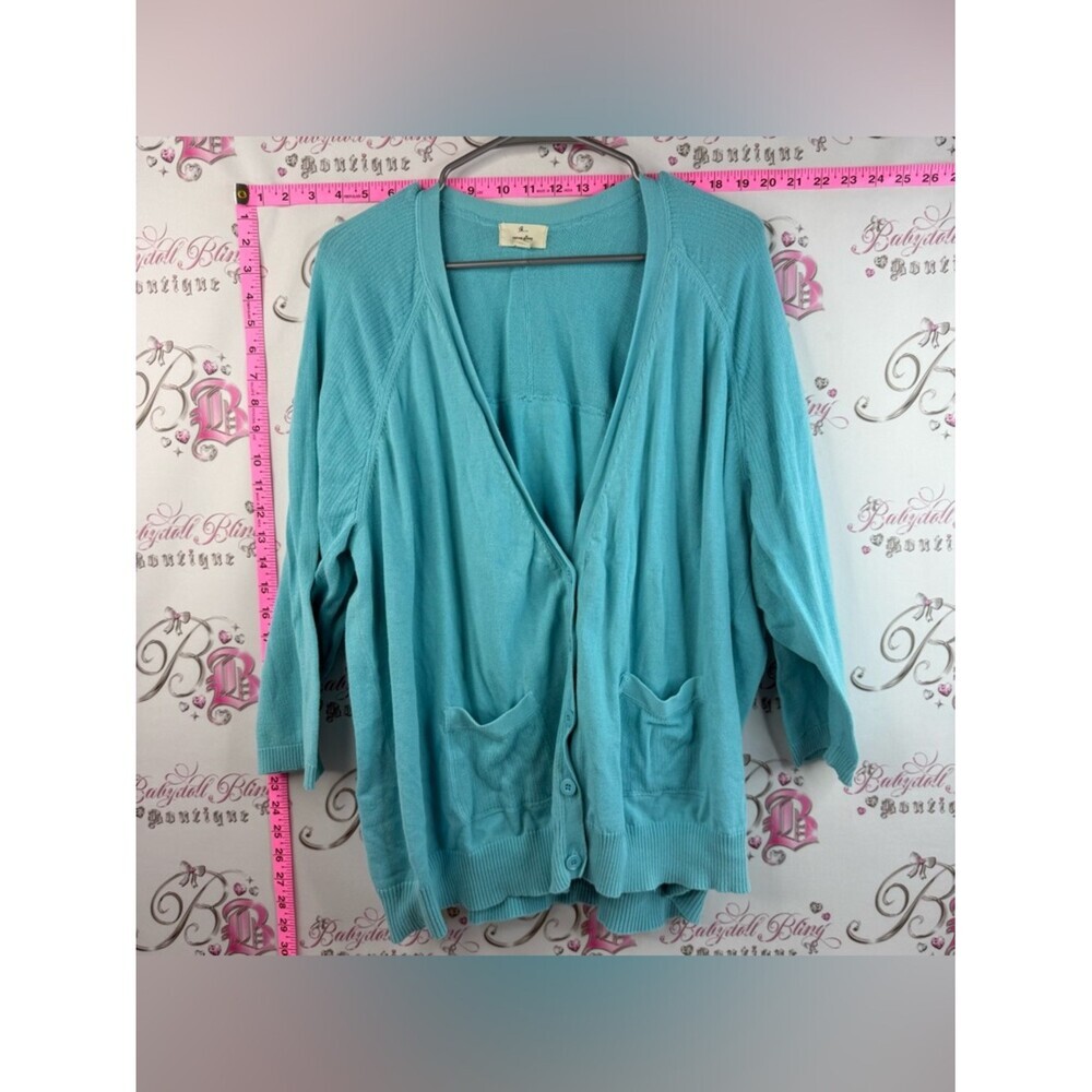 Cotton Ginny Open-Front Cardigan with Pockets Women’s Teal Cover up